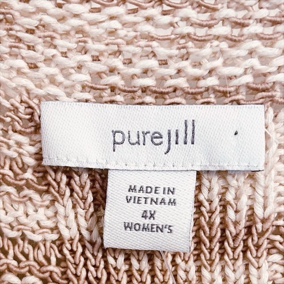 J Jill Pure Jill Tunic Sweater Plus Size 4X Ivory Fawn Tan 3/4 Sleeve Cotton NWT - Picture 4 of 7